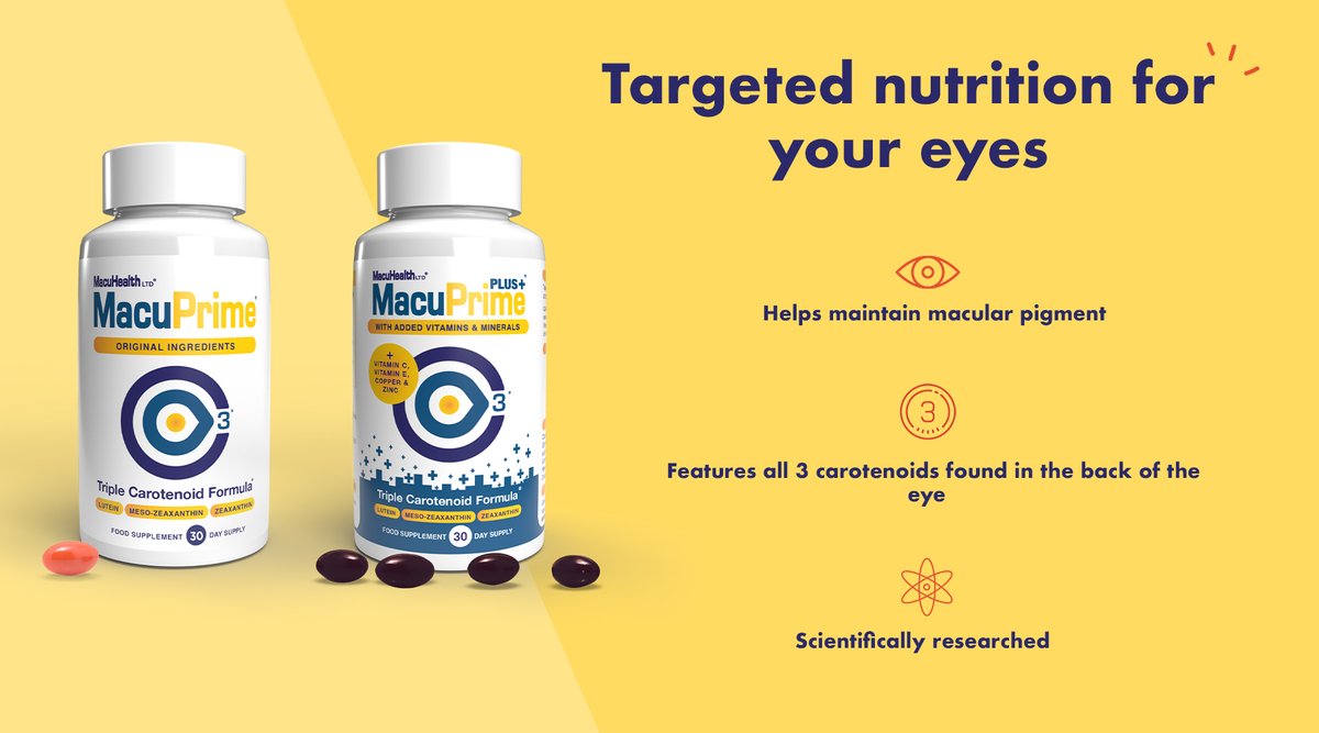 Did you know that the macular pigment in our eyes age and become thinner much like our skin wrinkles? MacuPrime®, delivers nutrients to the protective macula pigment. See more about the range of products on our website: the-body-doctor.com/collections/ey…