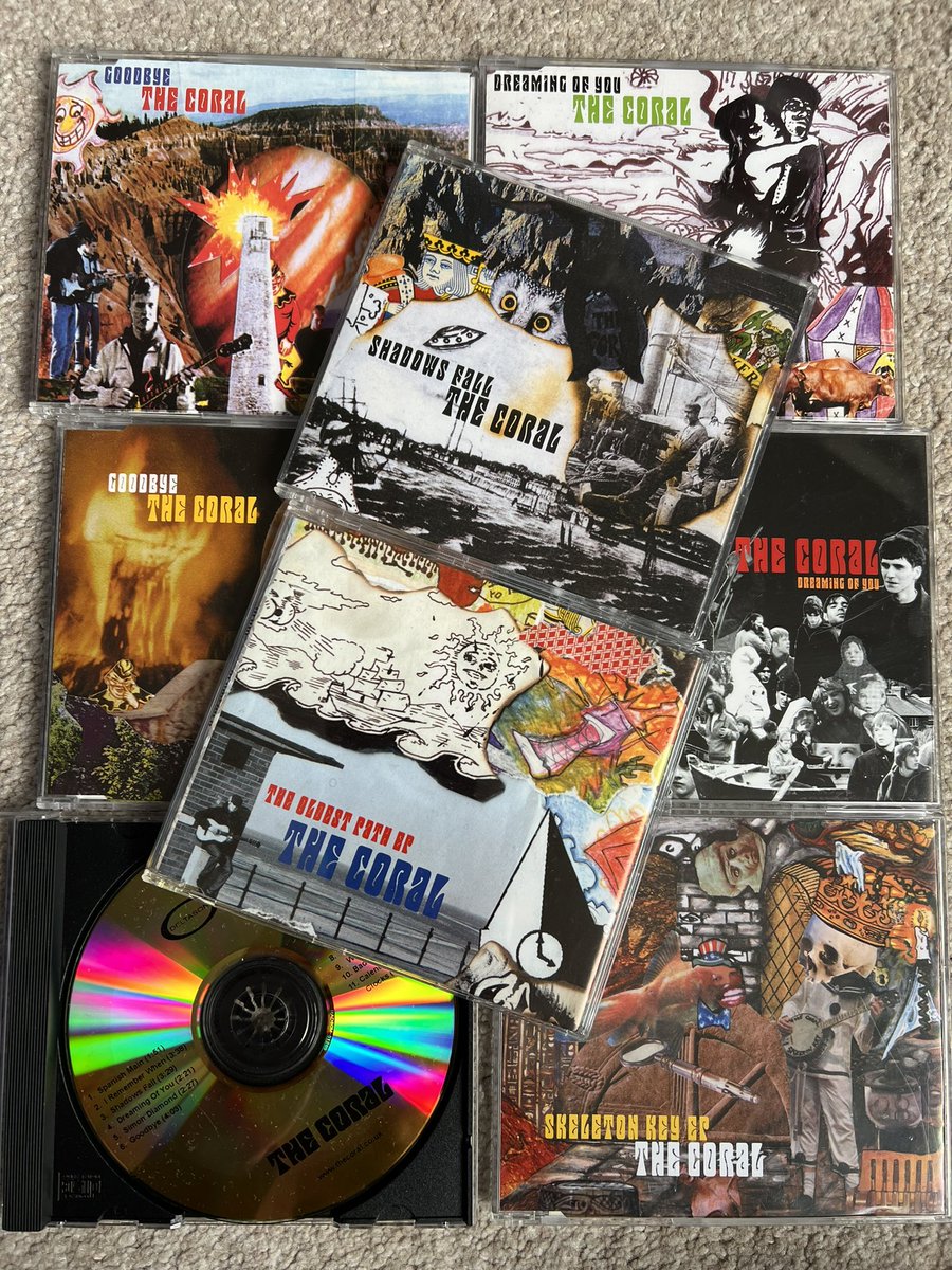 The first lot of CD singles from The Coral, plus the promo of the first album, which was given to me by my local record shop a few weeks before the album release. @thecoralband ☠️🗝️