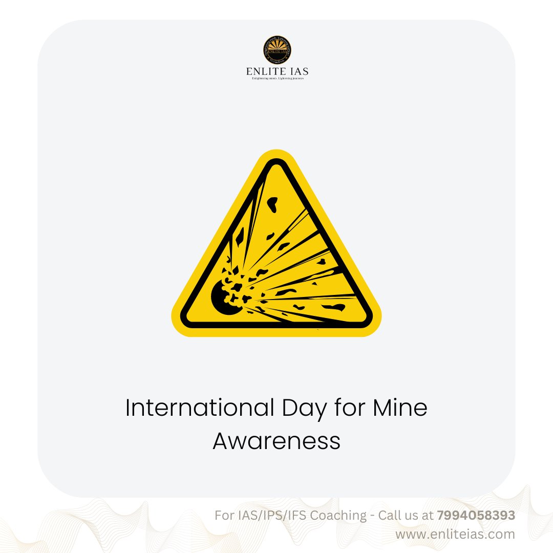 International Day for Mine Awareness - 04 April

This day is dedicated to raising awareness about the serious impact of explosive remnants and landmines on civilians and promoting the protection of people with disabilities in conflict. 

#EnliteIAS #MineAwarenessDay #LandMines