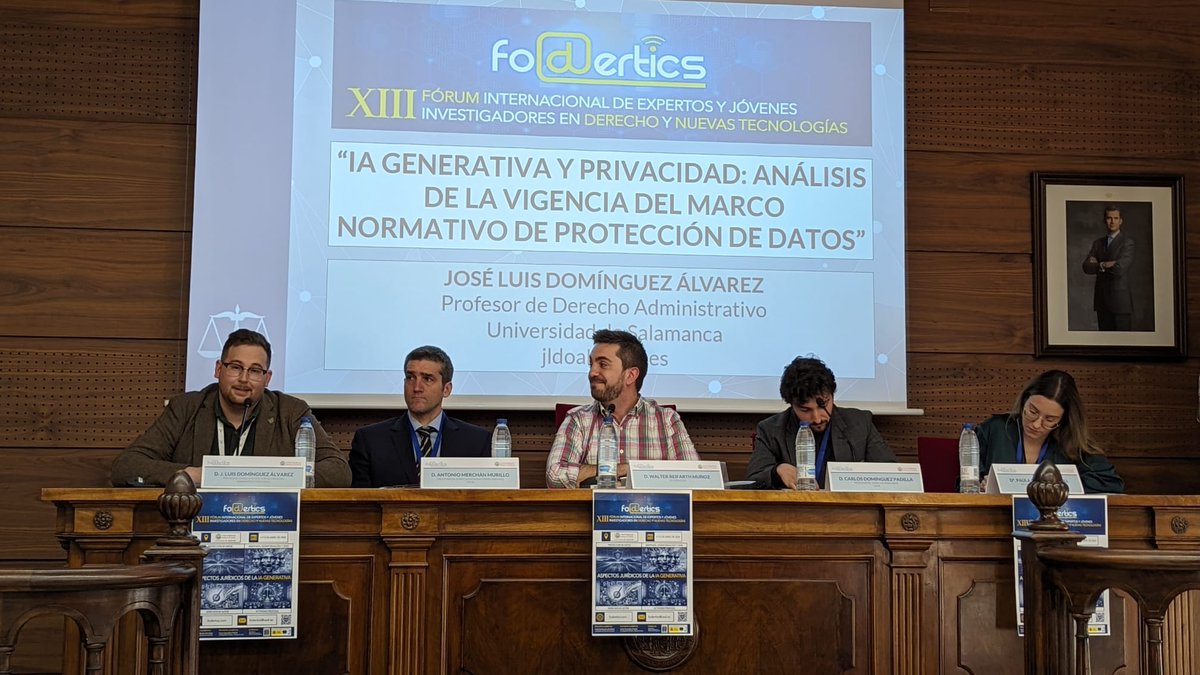 irenearenal's tweet photo. Seguimos... con la primera mesa de IA generativa y protección de datos, con interesantes intervenciones #FODERTICS13 @foderticsusal @jldoal @AntonioMerchn1 https://t.co/QaoXiyYoTZ