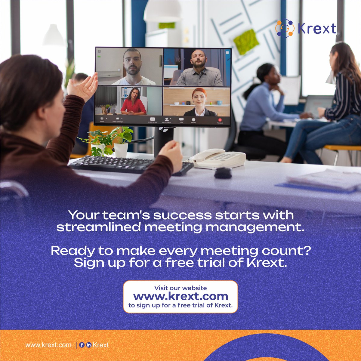GetKrext's tweet photo. Streamlined meeting management is a sure way to guarantee your team’s success through meetings. 

Sign up for a free trial of Krext and take advantage of our streamlined meeting management system. 

#meeting #meetingmanagement #virtualjobs #virtualmeetings #getkrext #krext https://t.co/jour1Y76g5