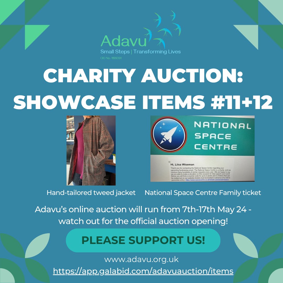 Adavu will be hosting an online auction 7th-17th May, so here are two more lovely items for you to look at. Please support us by taking a look and browse all the items, and then make your bid once it all officially opens in May: app.galabid.com/adavuauction/i… Good luck!