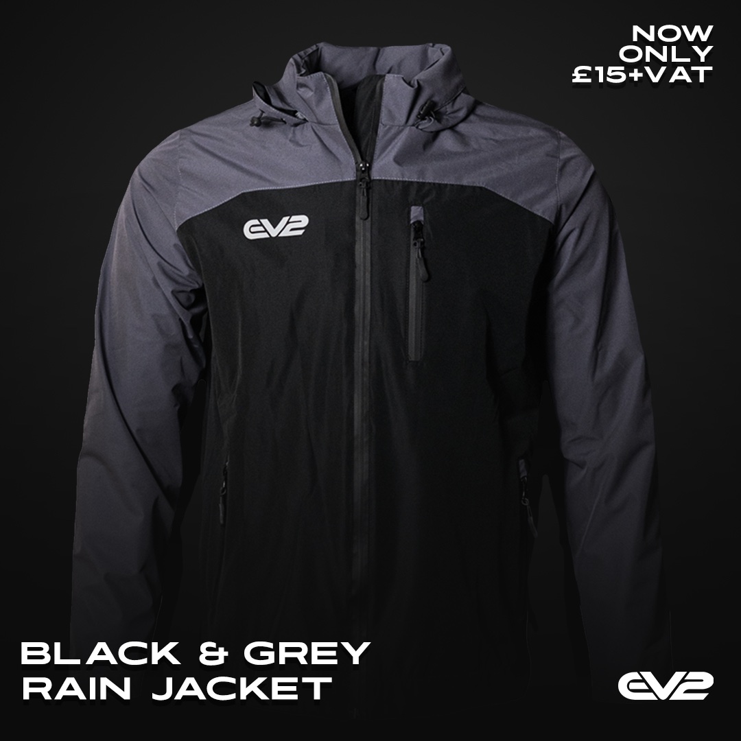 Brave the elements 🌧 The EV2 black and grey rain jackets with roll-away hood and reflective logo are now on sale at just £15+VAT. Head online to shop now 👉 bit.ly/EV2GBRJ #EV2 | #DesignWithoutLimits