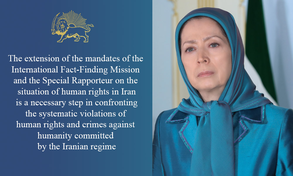 The extension of the mandates of the @UN_HRC International Fact-Finding Mission and the Special Rapporteur on the situation of human rights in #Iran is a necessary step in confronting the systematic violations of #HumanRights and crimes against humanity committed by the Iranian