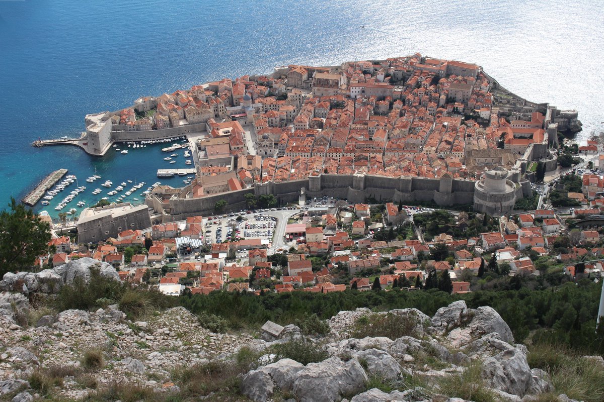Back to #Dubrovnik - but very much quieter than last September. Good lunch with fine views from the cable car station near the top of Mount Srd! #Croatia