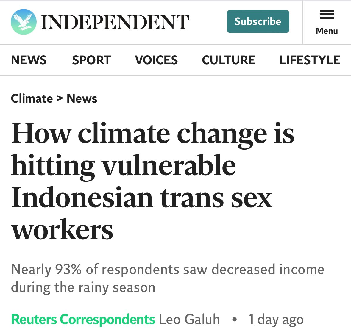 “Hey @galuhleo_, we need an article that combines trans people with climate change. You have until tomorrow.” — OK, boss. The @Independent-article: