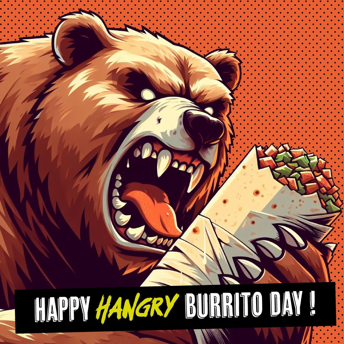 🌯Who doesn't love to devour a chunky burrito!?🐻

It's one of our faves at Hangry HQ😍 

🎉Join the feast and satisfy your inner hangry🎉

#NationalBurritoDay #bing #hangry #bear #food #foodie #yummy