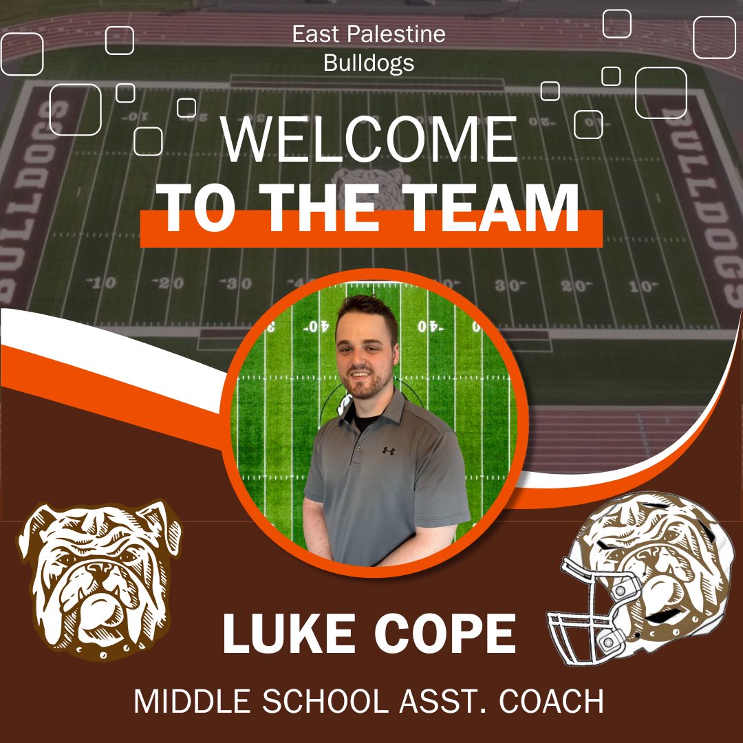 Welcome Coach Luke Cope to the Bulldog Middle School Coaching Staff! Coach Cope played four years of High School Football at EP & is an EP Alumni, Class of 2015! His enthusiasm for the sport & East Palestine will be a perfect fit for our Staff! #TheseDogsAreDifferent