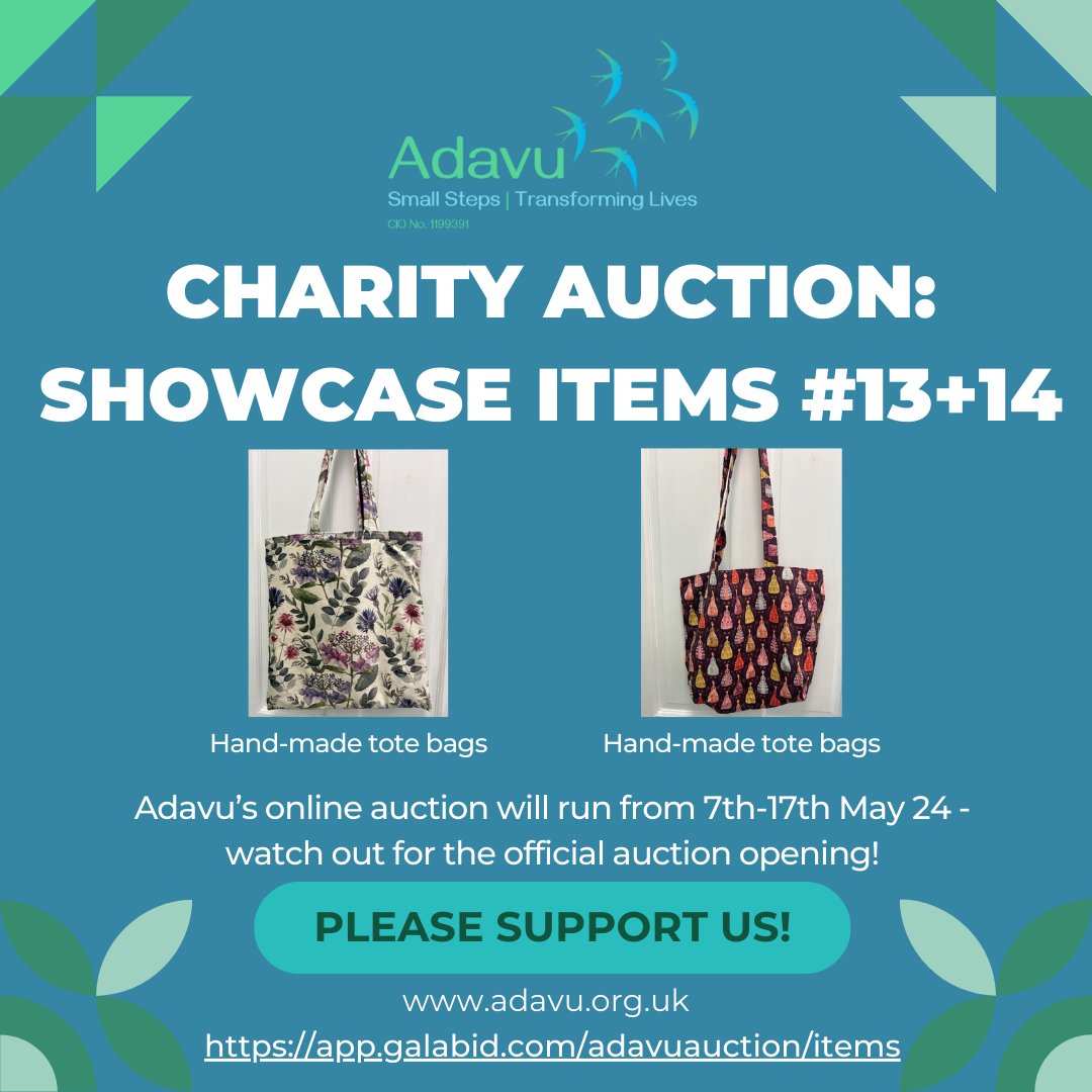 Adavu will be hosting an online auction 7th-17th May, so here are two more lovely items for you to look at. Please support us by taking a look and browse all the items, and then make your bid once it all officially opens in May: app.galabid.com/adavuauction/i… Good luck!