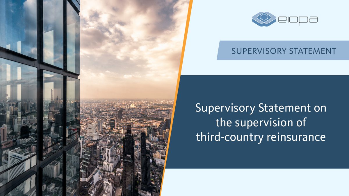 Our latest supervisory statement on #reinsurance with third-country reinsurers is out! 📰 This statement promotes high-quality supervision without limiting reinsurance use. ✅ 🔗europa.eu/!CwjdWw #supervision #crossborder #equivalence #regulation #insurance #risktransfer