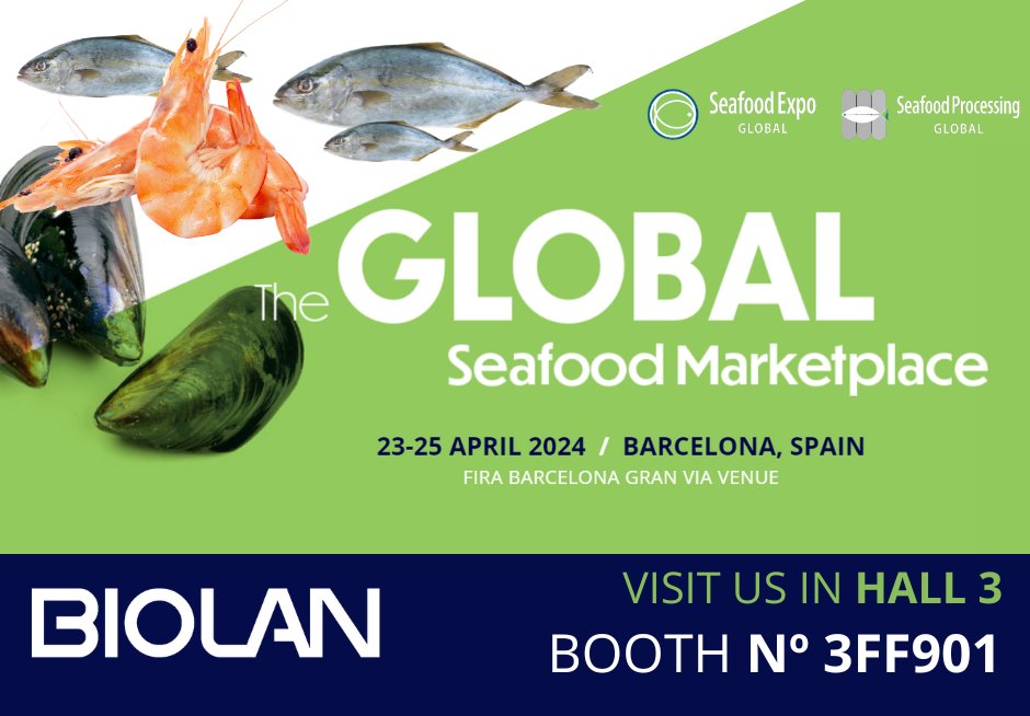 ¡¡UN AÑO MÁS BIOLAN OS ESPERA EN LA SEAFOOD EXPO GLOBAL DE BARCELONA!! 

Durante los días 23, 24 y 25 de abril, participaremos en la prestigiosa feria Seafood Expo Global, este año en primicia, con una gran noticia que revolucionará el sector pesquero. 

¡Os esperamos!