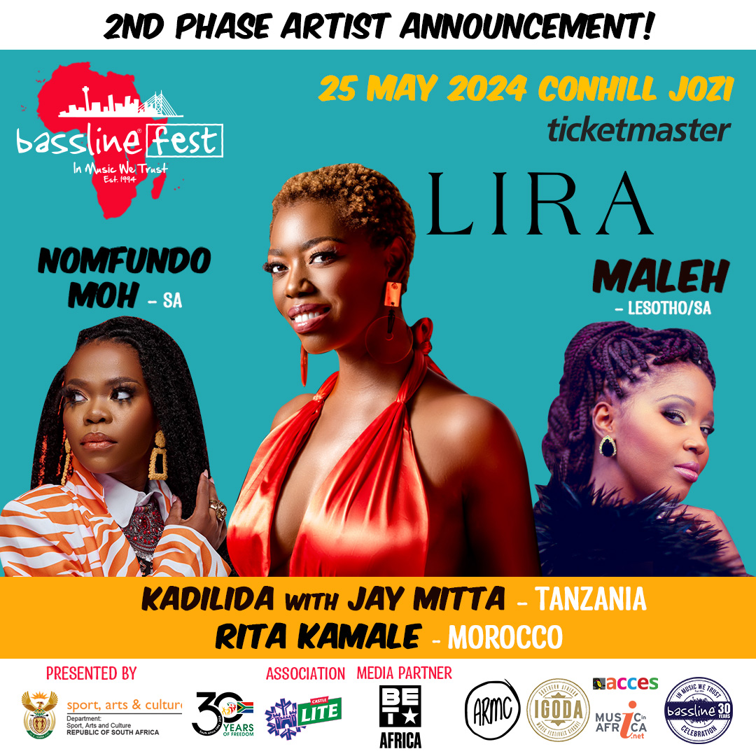 LINE-UP UPDATE 📣 Bassline Fest is honoured to be celebrating Africa Day with Queen of Afro-Soul, Lira, on 25 May. Joining her will be South Africa’s Nomfundo Moh, Maleh from Lesotho, Tanzania's Kadilida with Producer, Jay Mitta and Morocco's Rita Kamale. 25 May: Constitution…