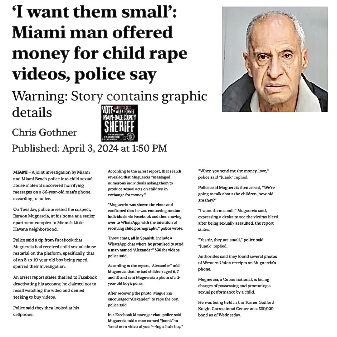 local10.com/news/local/202… #CHILDMOLESTER #MOLESTER #RAPISTS #CHILDPORN #ONLINEPREDATORS #PREDATORSMIAMI #WATCHYOURKIDS #BADGUYS #MIAMIMOSTWANTED #RAMONMUGUERCIA #MIAMI #MIAMIDADE #MIAMIDADECOUNTY #CRIME #NEWSHERIFFINTOWN #THELAWANDORDERSHERIFF  #VIOLENTCRIMEMIAMI #VIOLENCEMIAMI