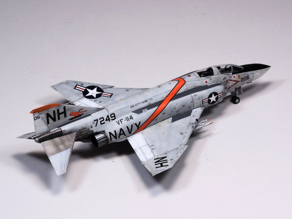 fuusanhobby's tweet image. 完成しました   \(〃▽〃\)

ファインモールド 1/72
F-4J  VF-114 アードバークス

好きな機体、好きな飛行隊  ⸜(* ॑꒳ ॑*)⸝

 アメリカ海軍戦闘機飛行隊「ツチブタ」が愛称
 CVA-63  キティホーク搭載機
#ファインモールド #finemolds #Aardvarks #scalemodel #plasticmodel