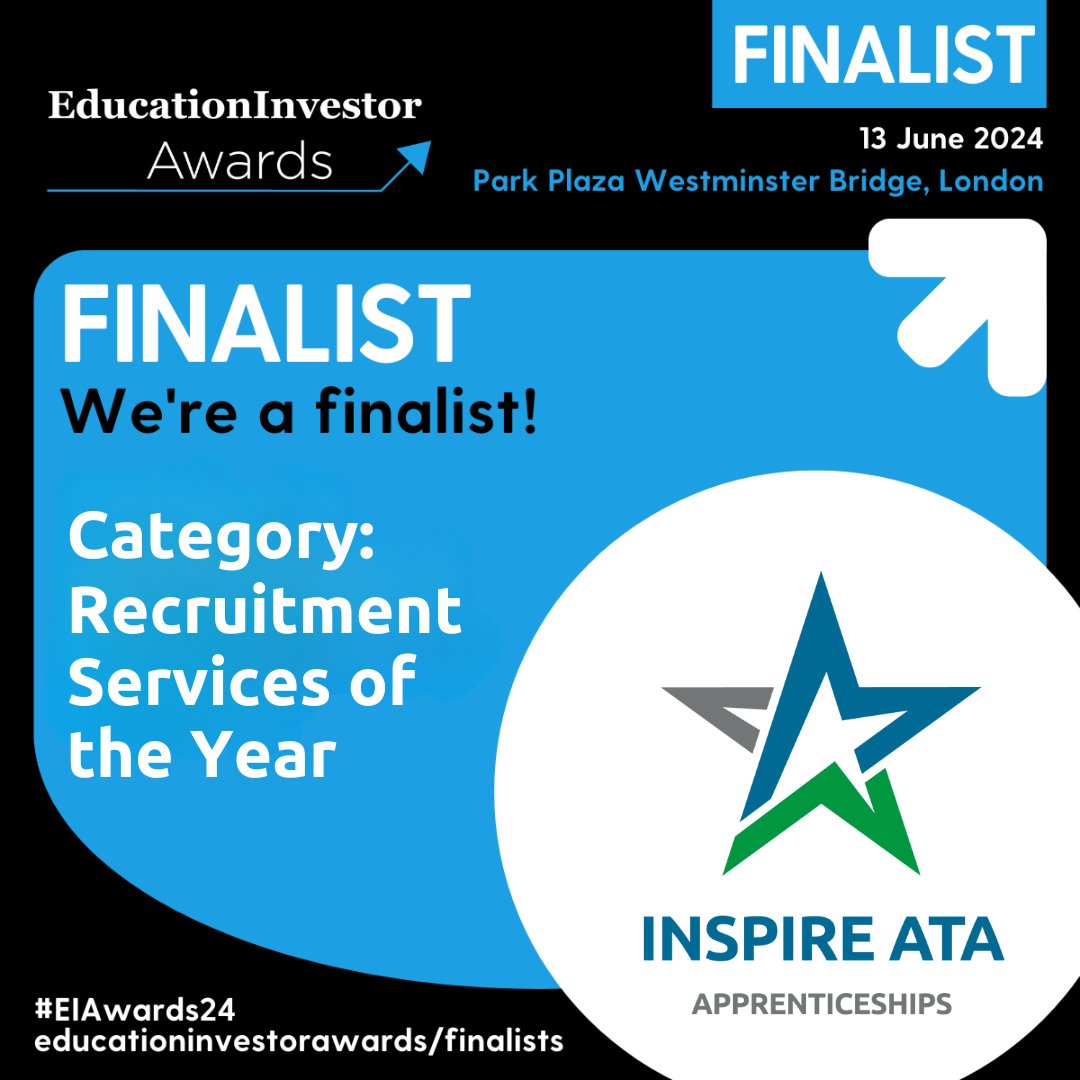 InspireATA's tweet photo. We’ve been shortlisted for an education award at the Education Investor Awards 2024.

Inspire ATA is a finalist for Recruitment Services of the Year!

The best of luck to everyone! https://t.co/5wY3enkl10 https://t.co/ZVqwagbhHc