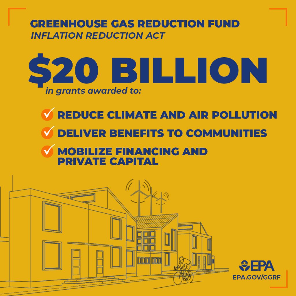 EPA has announced $20 billion in grants for a national clean financing network! The eight selected applicants will work together to make accessible, affordable financing for clean projects a reality for communities across the country. 🤝 epa.gov/greenhouse-gas…