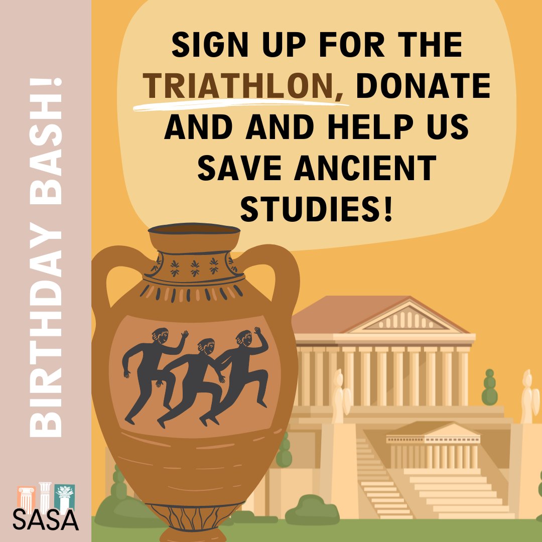 🏃 Sign up to be a Racer in our #Triathlon, and start bringing in donations today! 🗓 Sign up now! ➡️saveancientstudies.org/birthdaybash #SASA #AncientHistory #Archaeogaming #OpeningTheAncientWorld #Fundraising #DonateNow #SupportUs #Birthday #Anniversary #Celebration#Goals