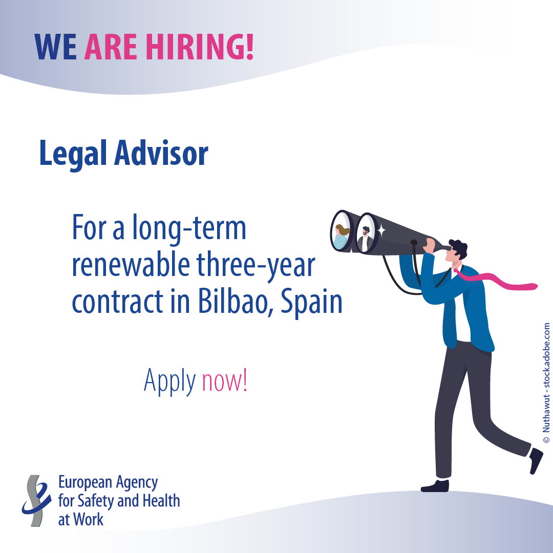 📢 Legal Advisor wanted! EU-OSHA is looking for an enthusiastic teammate with solid legal background and sound experience, to work comfortably with a wide range of legal frameworks. 📝 Read the details and make sure to apply before 19 April, 2024. osha.europa.eu/en/oshnews/new…