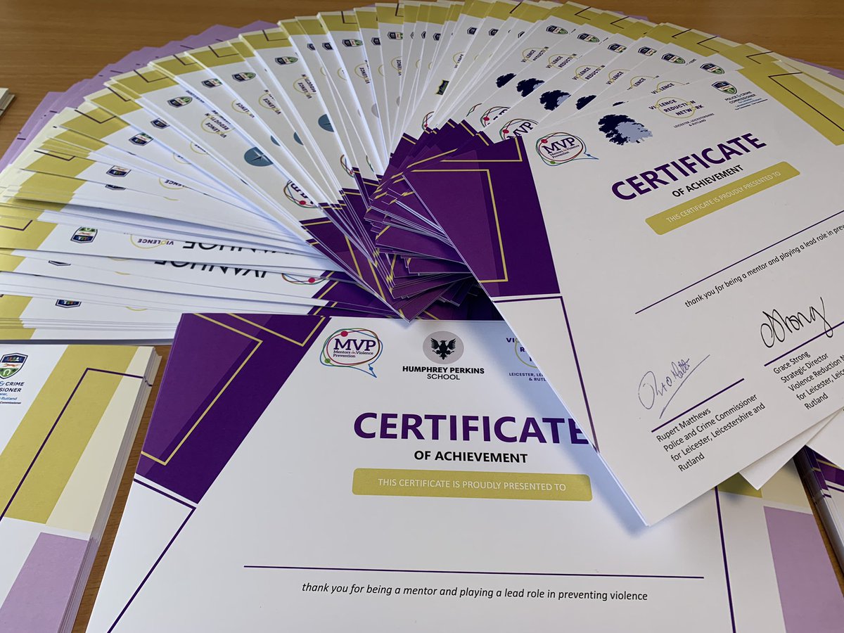 Overjoyed to be sending out so many certificates for the Mentors in Violence Prevention #MVP programme. Congratulations to all the new Mentors in primary, secondary and further education across LLR 🙌 Find out more about MVP ⬇️ violencereductionnetwork.co.uk/interventions-…