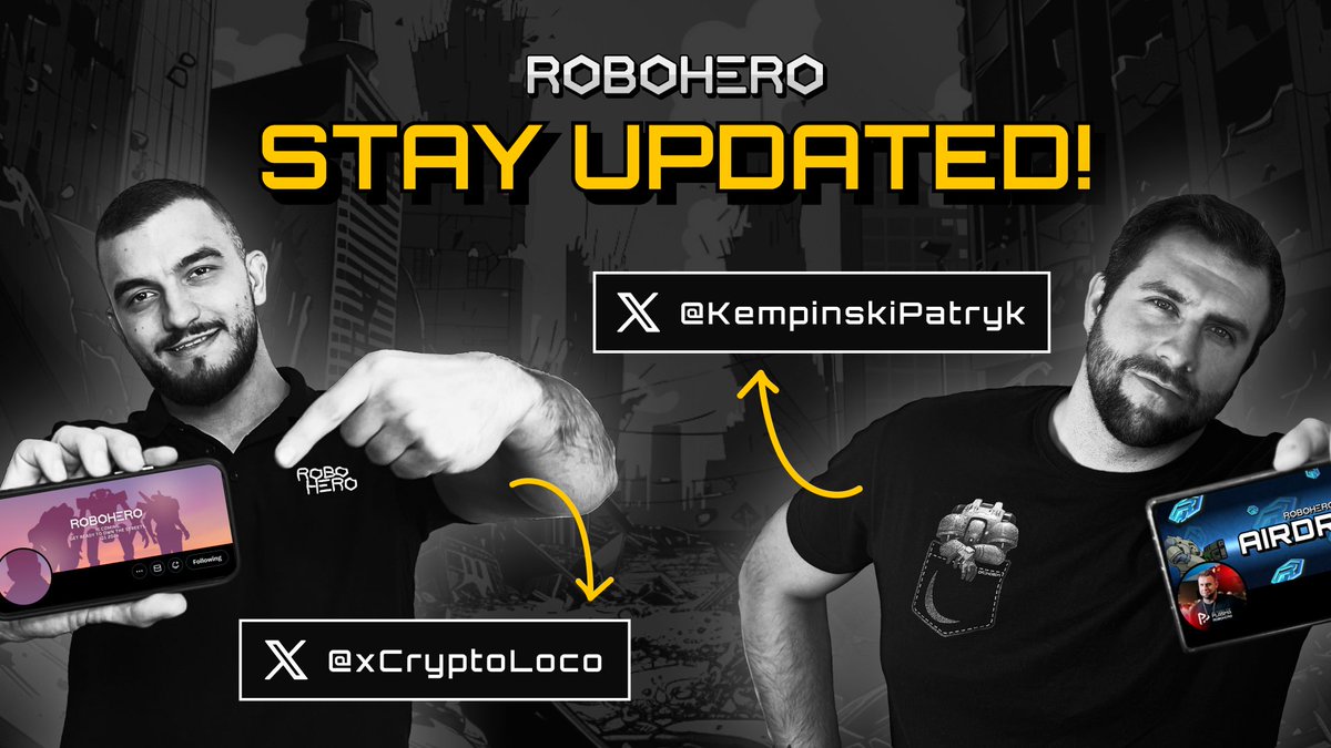 KempinskiPatryk's tweet photo. GM #ROBO FAM! 🤖

Due to unexpected issues with our main @RoboHero_io Twitter account, communication will be temporarily moved to my profile @KempinskiPatryk and Loco's profile @xCryptoLoco

We are up to date and working hard to resolve the problem👌Thank you for your patience and understanding! 🙏

Keep an eye out for new tasks related to the game coming soon on #Zealy and #Galxe 

1⃣https://t.co/mHQZqNVfo7

2⃣https://t.co/yF6c2nYMrL   

Airdrop is still ahead of us - get ready for some exciting surprises! 🪂

 Stay tuned for more updates and as always, thank you for your support!