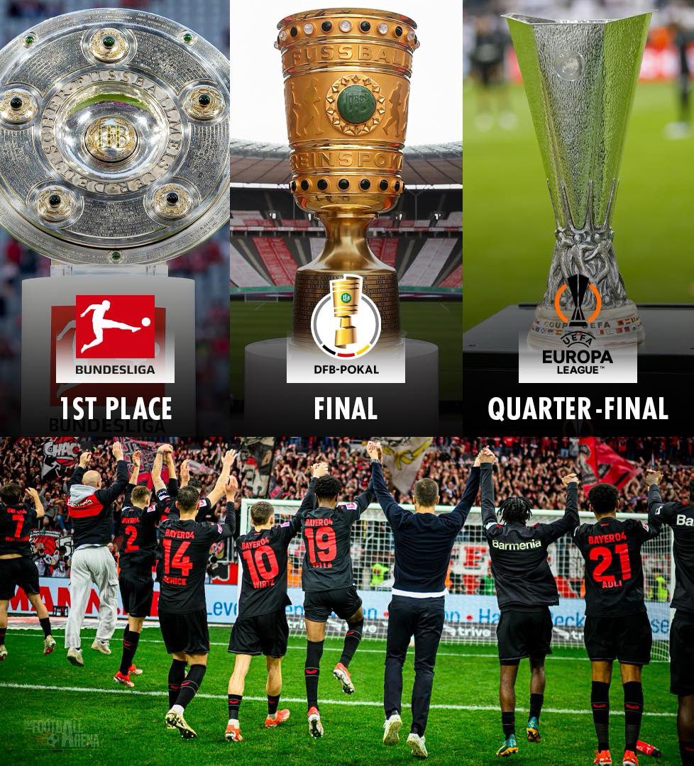 Bayer Leverkusen this season at the moment : ▶️ 1st place in Bundesliga. ▶️ DFB Pokal Finalists. ▶️ Quarter-Finalists of UEFA Europa League. ▶️ 0 losses in 40 games. ▶️ 115 goals scored. ▶️ Only 31 goals conceded. ▶️ The only unbeaten team in European Top Leagues. ▶️ Could…