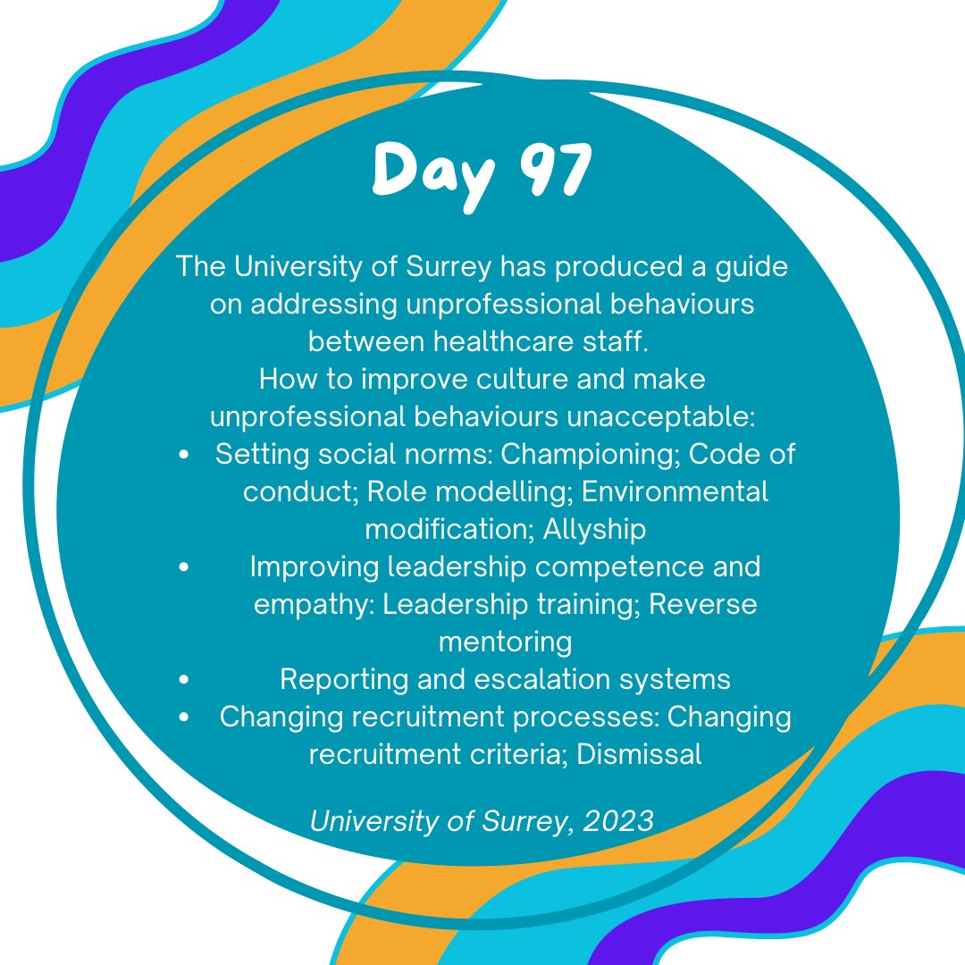 100wordproject's tweet photo. The University of Surrey has produced a guide on addressing unprofessional behaviours between healthcare staff including how to improve culture
#sexism #unprofessionalbehaviour #professional #medicine #healthcare #culture #discrimination
@UniOfSurrey https://t.co/d8vC98jcjX