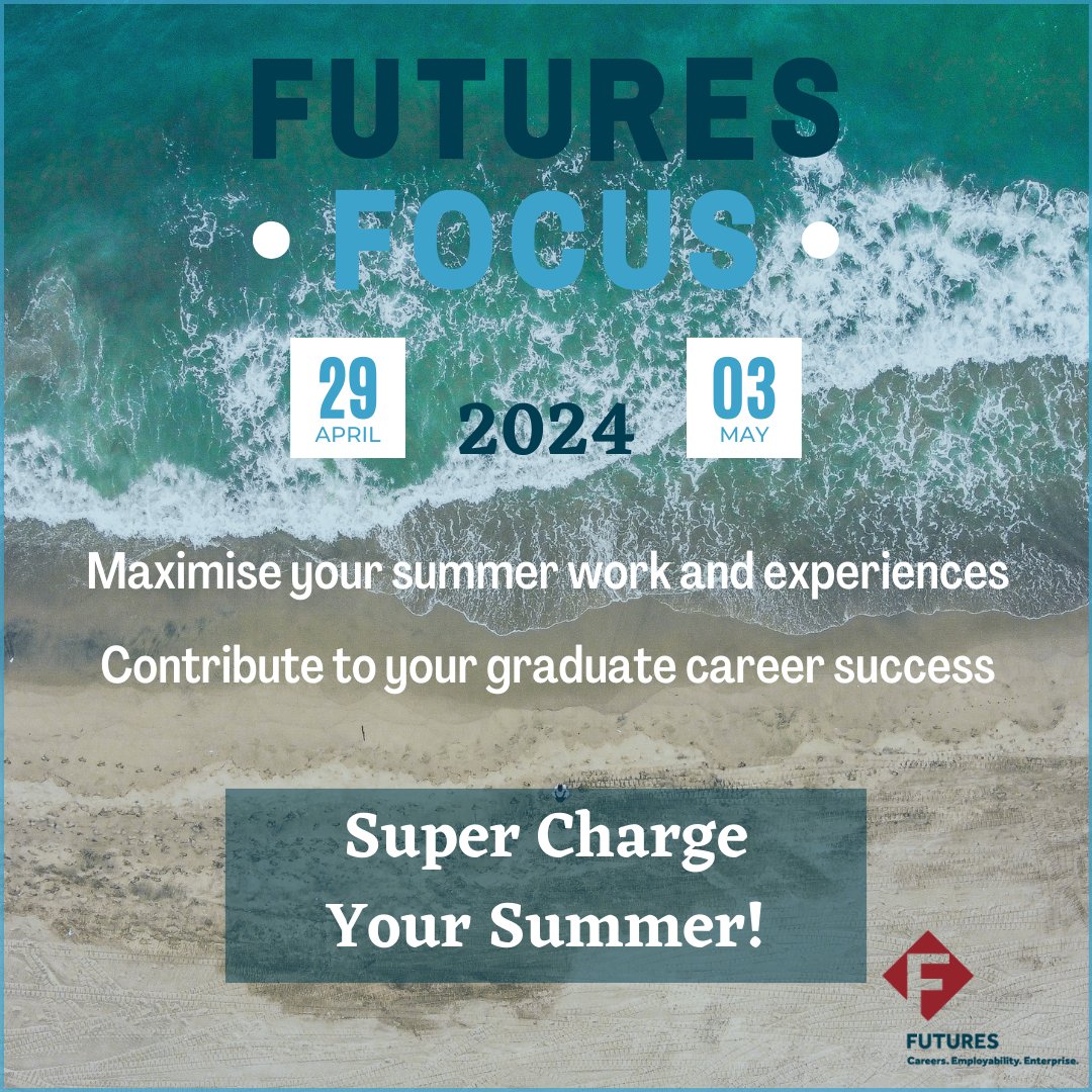 📢 @marjonuni Class of 2024! Futures Focus – Super Charge Your Summer - 29 April – 4 May 2024 Drop into the Careers Cube Monday - Thursday between 11am – 1pm to speak to one of our friendly careers coaches to support your journey from student life to graduate employment.