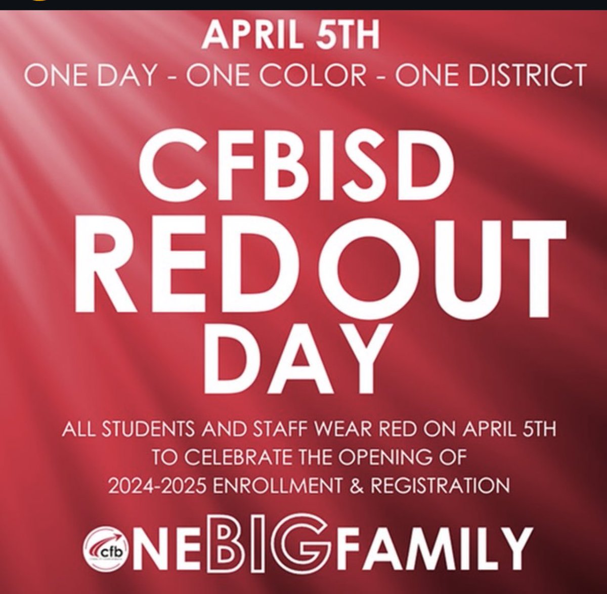 Red out tomorrow, Gator family! Students & staff, let’s show our spirit and support for open enrollment! New chapter starts now - registration is officially open! Don’t miss out - call or message us with any questions! 🐊♥️🌎#enrollmentnowopen @AgueParedes @CFBISD