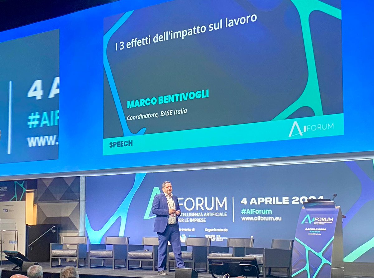 La mattinata dell’#AIForum si conclude con Marco Bentivogli (Coordinatore, BASE Italia) e il suo speech dal titolo “I 3 effetti dell'impatto sul lavoro”.
#IntelligenzaArtificiale #AIxIA #Iamsometimes