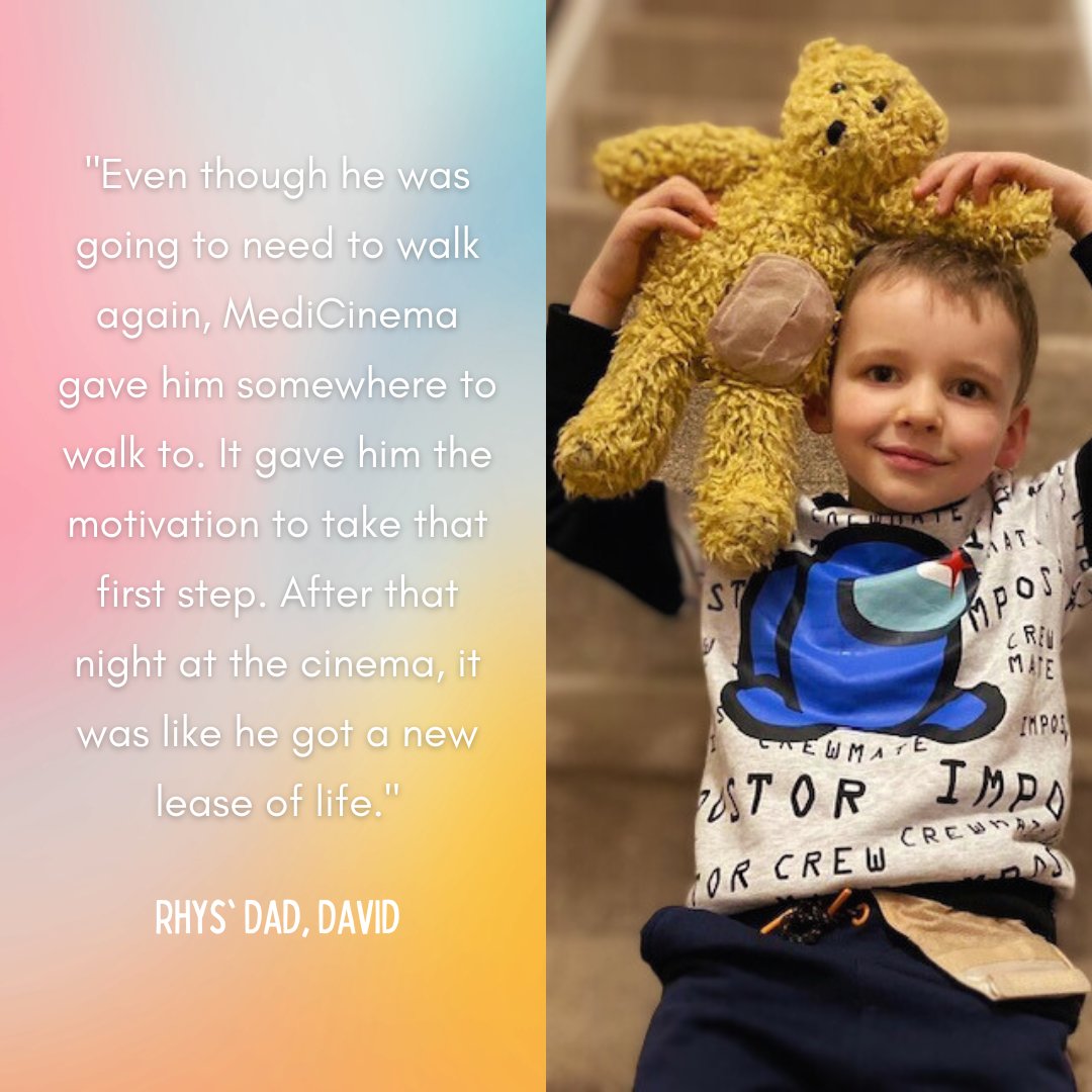 'Rhys became sceptical of hospitals and had been traumatised by his hospital experiences...but after MediCinema he has a totally different perception of hospital stays and visits.' 🧡 Read more the impact our service has on patients like Rhys by visiting our website.