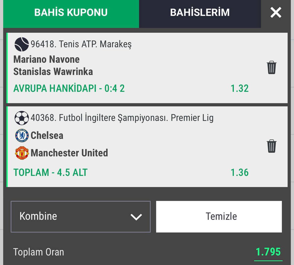 supporter04tns's tweet photo. Günün Kuponu 🎾⚽️

📍Wawrinka eski toprak. Toprağın başlıca isimlerinden. Son maçta da iyi göründü. Tecrübesiyle bile bu handicapta kalmalı

📍Chelsea maçının oranlara yansıdığından çok daha dengeli geçeceğini düşünüyorum. 5 gol olması benim için büyük sürpriz olur

Bol şans 🍀 https://t.co/p3YZYfW1lU
