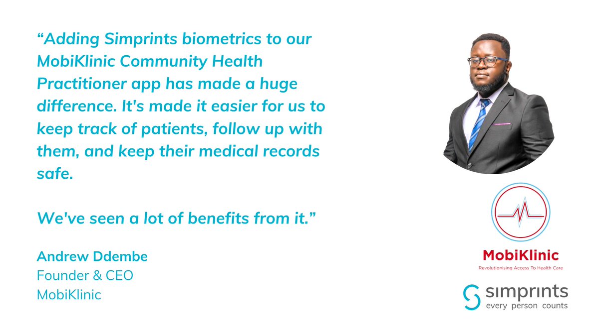 Let's hear from Andrew Ddembe, CEO and Founder of @klinicuganda, as he explores how adding Simprints technology to MobiKlinic processes has empowered Community Health Practitioners. #worldhealthday #lastmilehealth #healthinnovation #biometrics #healthcareforall