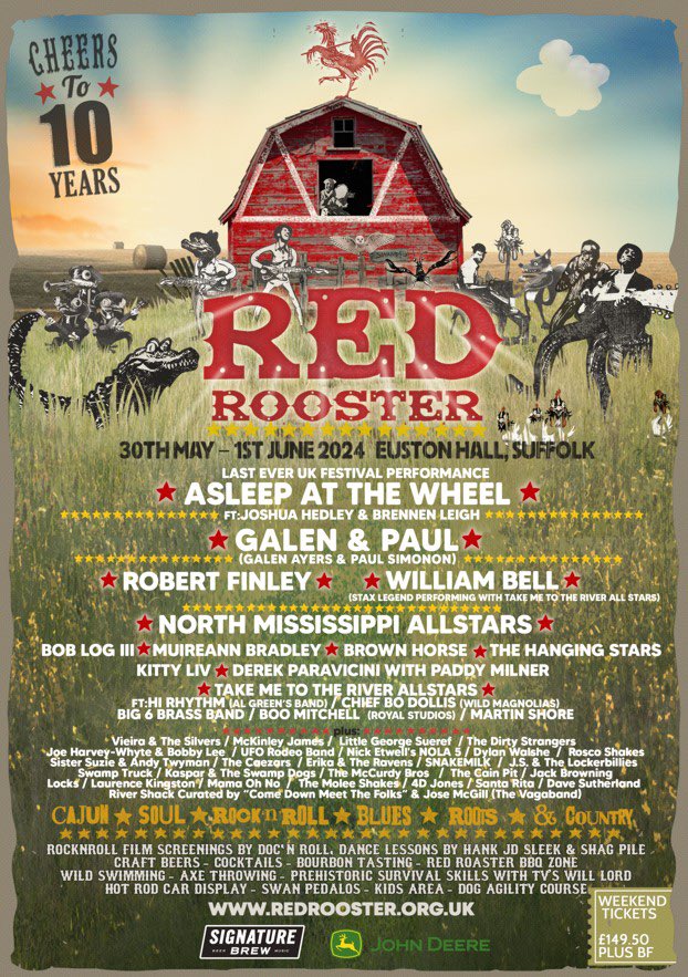 Only eight weeks now until the 10th anniversary celebrations of the wonderful @RedRoosterFest begin. Read all about what’s in store on @godisinthetv godisinthetvzine.co.uk/2024/04/04/new…