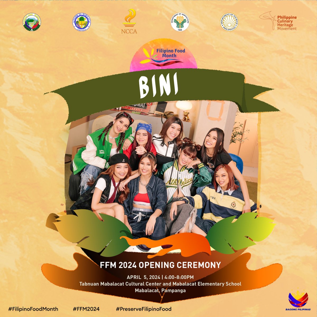 Food and music go together in Filipino celebrations and there is no better way to open the FFM than to sing, dance, and feast with no less than @BINI_ph! See you in Pampanga, Blooms! #BINIxFFM2024 #PreserveFilipinoFood The show is free and open to the public.