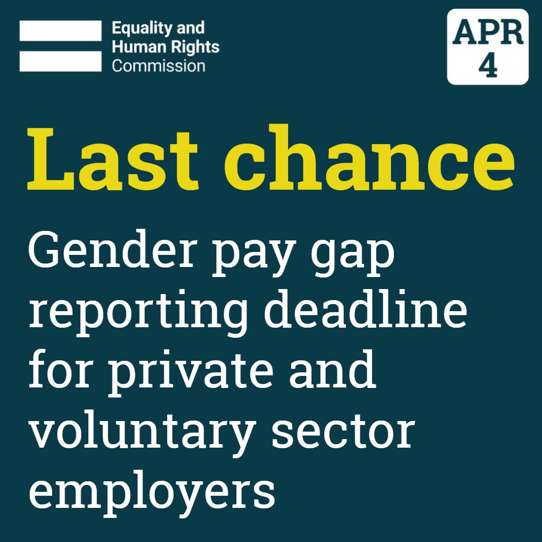 ⏰ Last chance to report - Closes at 23:59 today. It's the last day for private and voluntary sector businesses with 250 or more employees to report their gender pay gap. Report now ➡️ orlo.uk/ERF4o