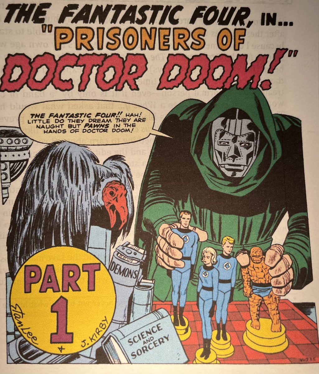 Here’s today’s #RandomComicsPaneloftheDay. Lee / Kirby from Fantastic Four #5. I particularly like that Doc Doom has a fiendish looking pet vulture who is taking a keen interest in his impractical four piece chess game. I would very much like to know the vulture’s name (Vera?)…