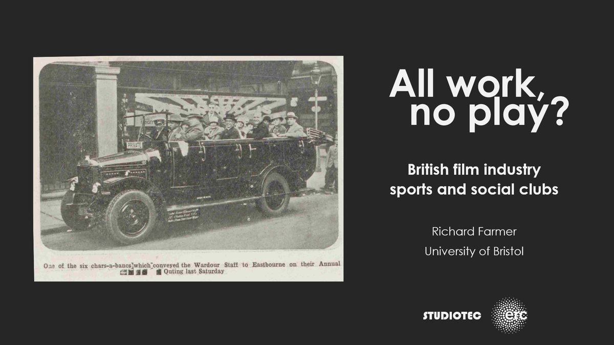 Tomorrow at #BAFTSS2024! As part of the @studiotec_proj panel on leisure, time and wellbeing in the studio I'll be talking about sports and social clubs in the British film industry.