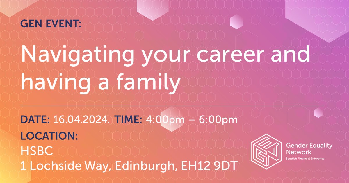 For our next Gender Equality Network event, we’re heading to @HSBC_UK's offices at Edinburgh Park to discuss returning to work after a long period of time off, specifically focusing on returning to work after maternity or paternity leave. Sign up now: sfe.org.uk/events-databas…