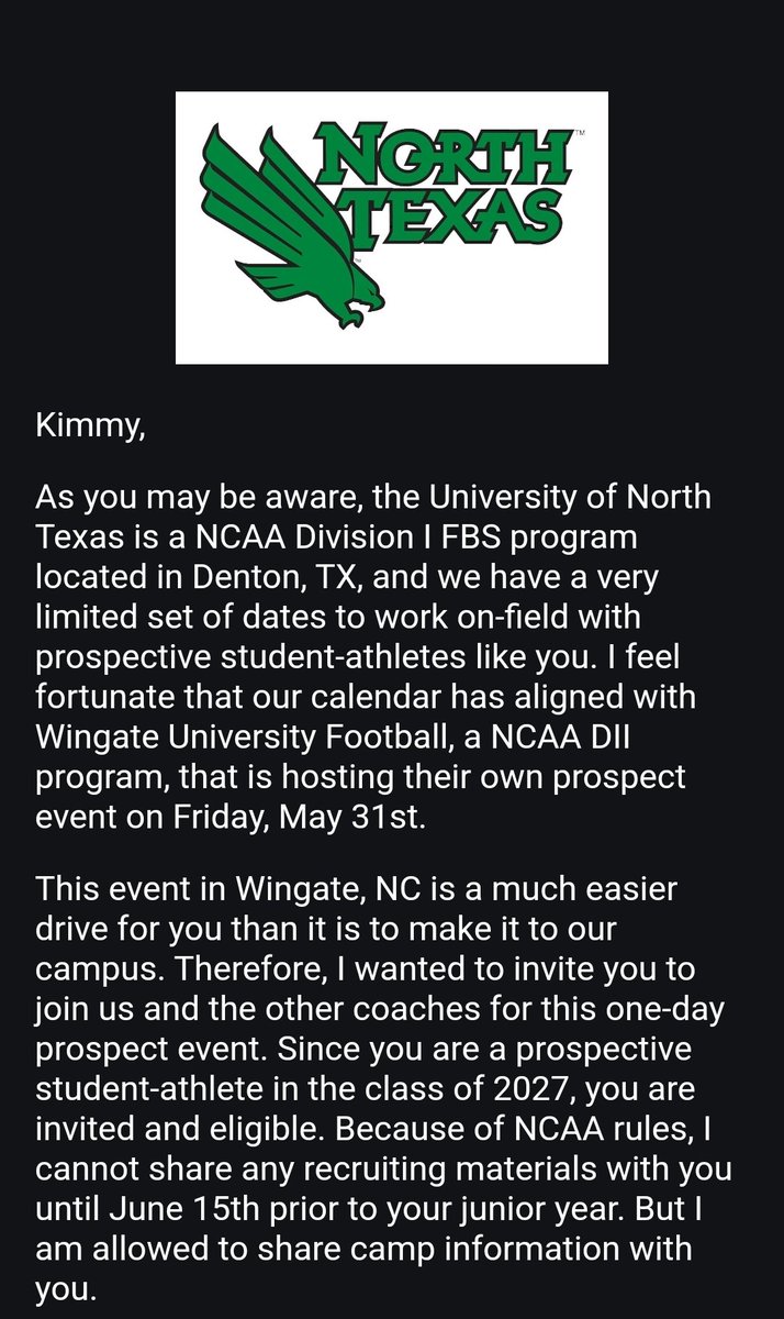 NTWAFOEVA's tweet photo. @_Coach_Kirkland @MeanGreenFB @Kimyvilahur @Rivals @RivalsCamp Thank You Coach for the camp Invitation. https://t.co/EMhpK5NVng