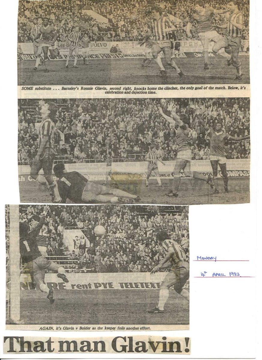 In the second of the Reds' Easter fixtures on this day in 1983, Barnsley played at Sheffield Wednesday on Easter BH Monday & Ronnie Glavin came on as a substitute for Derrick Parker to score a memorable winner in a 1-0 victory. #BarnsleyFC #Glavin #KingRonnie #SheffieldWednesday