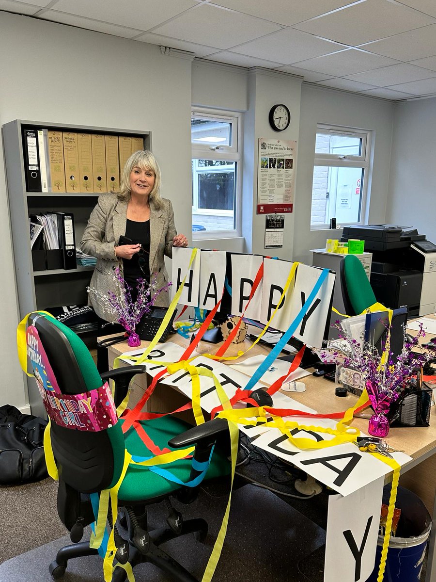 ScarecrowGroup_'s tweet photo. We're celebrating an office birthday at Scarecrow today. Operations Manager Deb Miall arrived this morning to find her desk appropriately decorated for the occasion. Happy birthday Deb! https://t.co/i16GLlYKUO