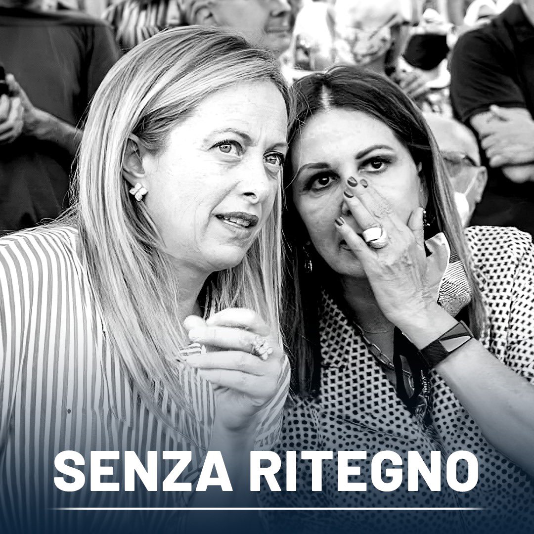 GiuseppeConteIT's tweet photo. COMPATTI SU SANTANCHÈ, MA INDIFFERENTI AI PROBLEMI DEI CITTADINI

Meloni e soci votano per salvare la Ministra Santanché dalla mozione di sfiducia nonostante pesanti contestazioni, fra cui quella per truffa sui fondi Covid che abbiamo stanziato per aiutare imprese e lavoratori in pandemia, mentre Meloni batteva i pugni in Aula. 

La Ministra non si è nemmeno presentata in Parlamento durante la discussione. Poteva quantomeno presenziare, se mai nascondendo la testa sotto la giacca come fa Meloni. Domani i giornali aedi del Governo canteranno della ritrovata "compattezza" della maggioranza a difesa di  Santanchè. Mi chiedo: ma si può essere orgogliosi di ritrovarsi "compatti" a difendere gli amichetti di partito, disonorando le Istituzioni dello Stato? Meloni e Santanchè non erano le più tenaci questuanti che dall'opposizione chiedevano dimissioni di qualsiasi ministro, anche per le più banali sciocchezze?

Si dimostrano "compatti" solo quando si tratta di difendere parenti, amichetti e sodali; scappano invece quando si tratta di aiutare con una semplice tassa sugli extraprofitti delle banche centinaia di migliaia di famiglie con il mutuo alle stelle che rischiano di perdere casa. Come pure scappano di fronte al record storico di 5,7 milioni di cittadini in povertà assoluta. 

Non ci meravigliamo se i cittadini si ritrovano delusi dalla politica, se fanno di tutta l'erba un fascio. La politica non è stata concepita per risolvere i problemi dei politici ma per tutelare i cittadini.