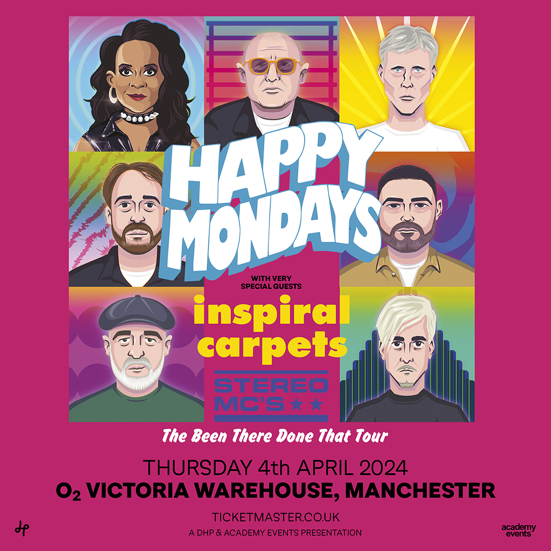 Tonight @Happy_Mondays are here on the 'Been There Done That' tour 🪇 Support from @inspiralsband. Doors at 7pm with @StereoMcs_Rob_b on at 7:30pm. Our usual security measures are in place - no bags bigger than A4 - please check our pinned tweet for details 🙏