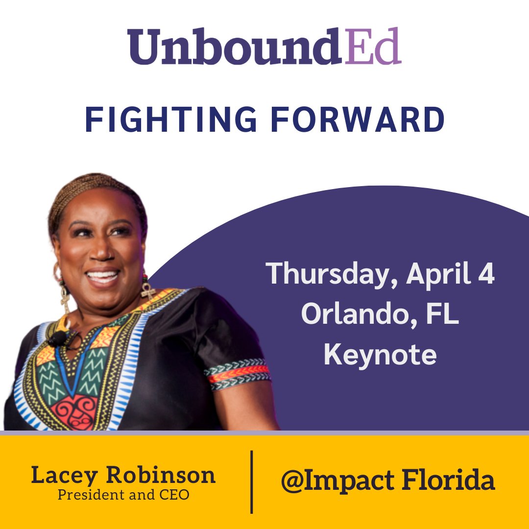 Today's the day! Join @lacrob at the @ImpactFla Education Summit as she inspires educators to embrace needed changes and urges leaders to continue their fight forward to ensure that all students are given the opportunity to achieve a fulfilling future. #Education #FloridaEd