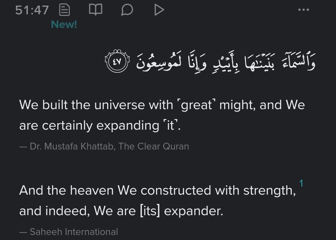 RayB927033's tweet photo. @HadithCritic Q51:47:
Energy 
Big bang
Expanding universe

Here's the great ibn Khatir... https://t.co/M8rum2Qg0j