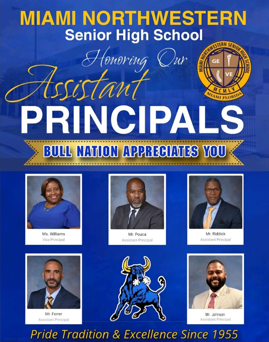 Bulls, we celebrate our Assistant Principals for their hard work and dedication to Bull Nation! 💙💛 @mdcps_d2 @MDCPSCentral @SuptDotres #yourbestchoicemdcps #bullpride @MDCPS