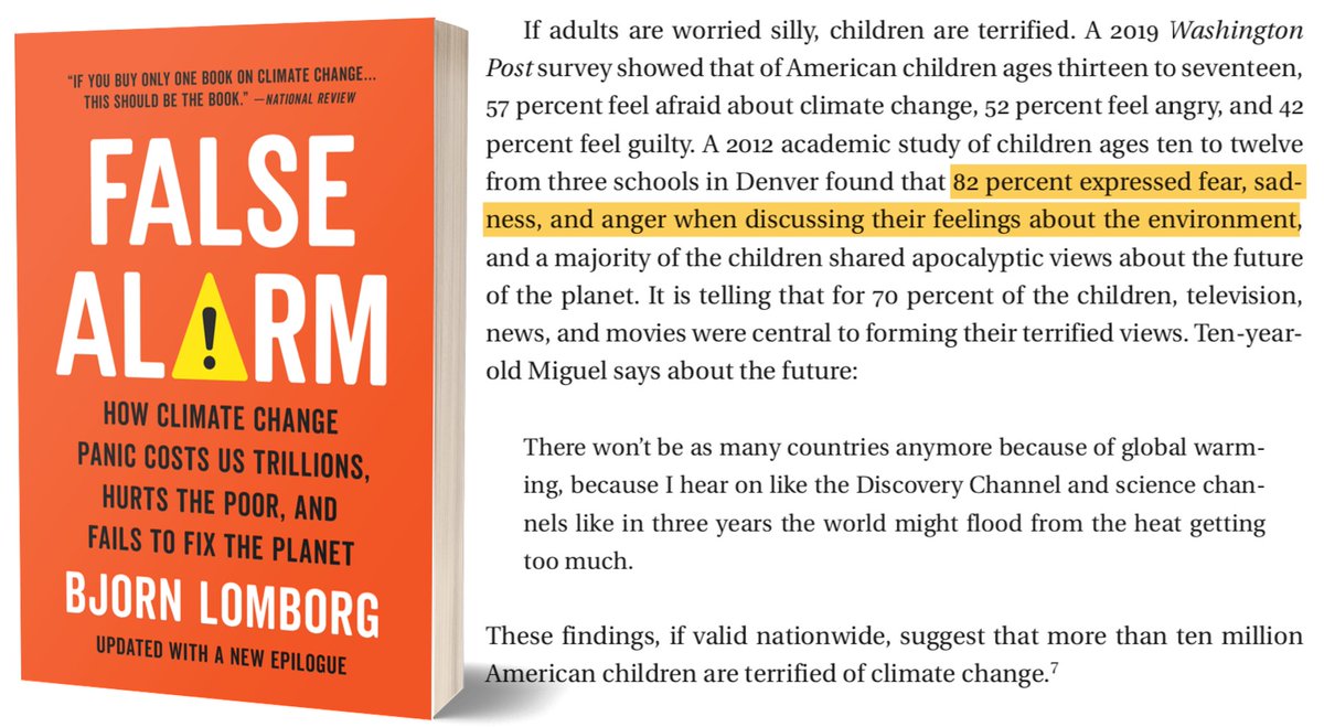 Because of exaggerated climate alarmism, more than 10 million American children are now scared witless In reality, climate impact in half a century is equivalent to 0.2-2% lost income Learn more in 'False Alarm' amazon.com/dp/1541647475