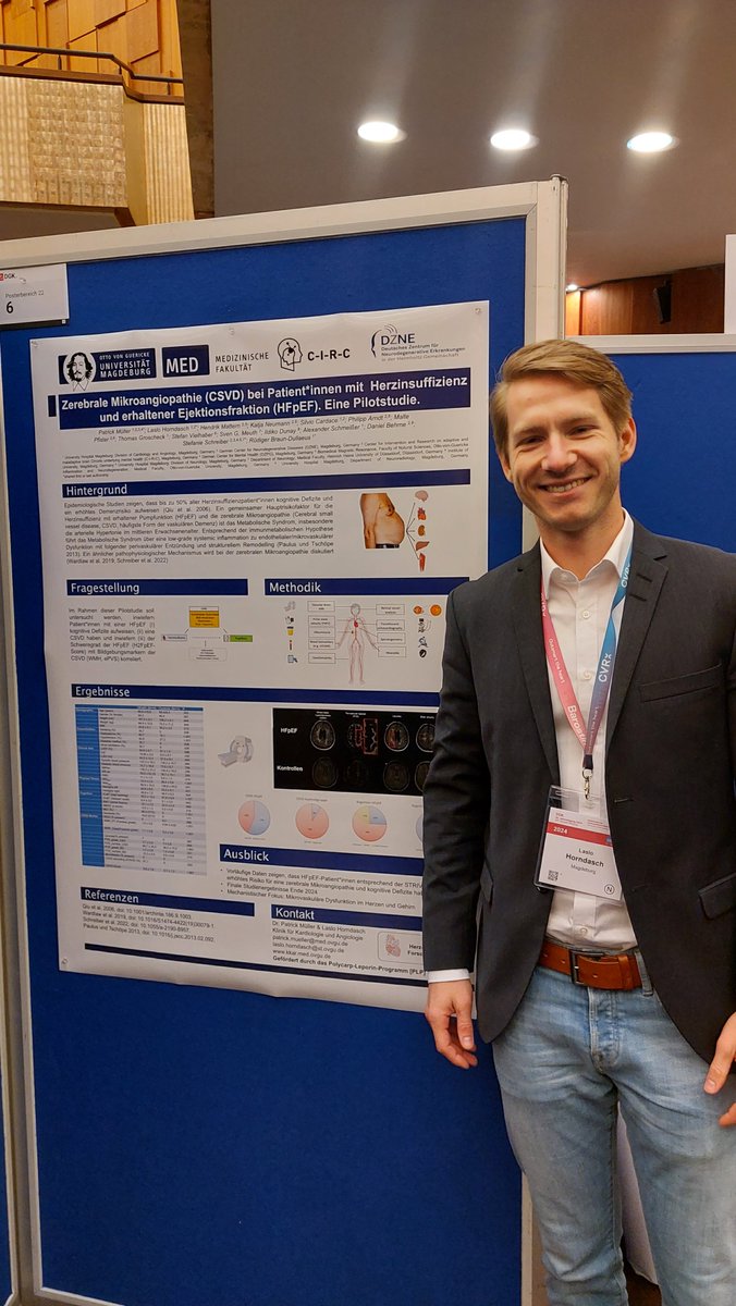 Laslo Horndasch presenting preliminary results of the HIM-study showing high rate of cognitve dysfunction and cerebral small vessel disease in HFpEF patients. 
@DGK_org @DZNE_en @unimedmagdeburg @OVGUpresse @YoungDgk @laslo1301