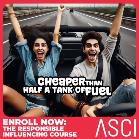 ascionline's tweet photo. Just INR 1999 to protect your influencing career from hitting any speed bumps. Take the ASCI Responsible Influencing Course now and enjoy a smooth ride!
Click here to enroll now: https://t.co/AKkQOpqjYN
#TravelInfluencer #InfluencersGuide #responsibleinfluencing https://t.co/JKMWJl2k8i
