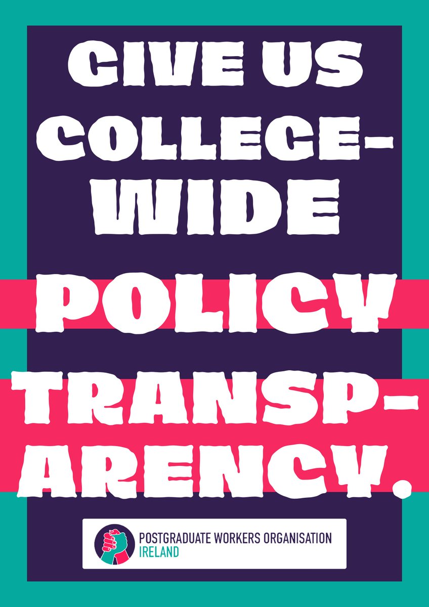 PhDs in <a href="/tcddublin/">Trinity College Dublin</a> have wildly different working conditions despite having the same job. Lack of transparency is used by schools and departments to enforce arbitrary rules, and we have no power to resist. We need CLEAR policies FOR ALL. 

WALK OUT WITH US
forms.gle/LhrSTHrUxcFCkA…